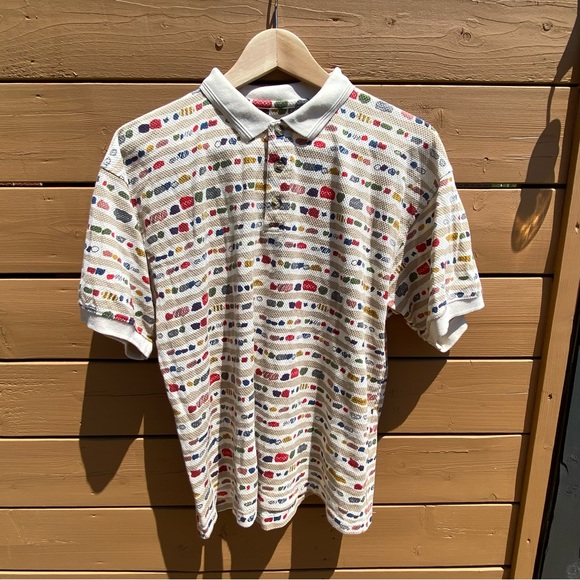 Beige Polo Shirt with Abstract print MEN US S - Picture 3 of 4